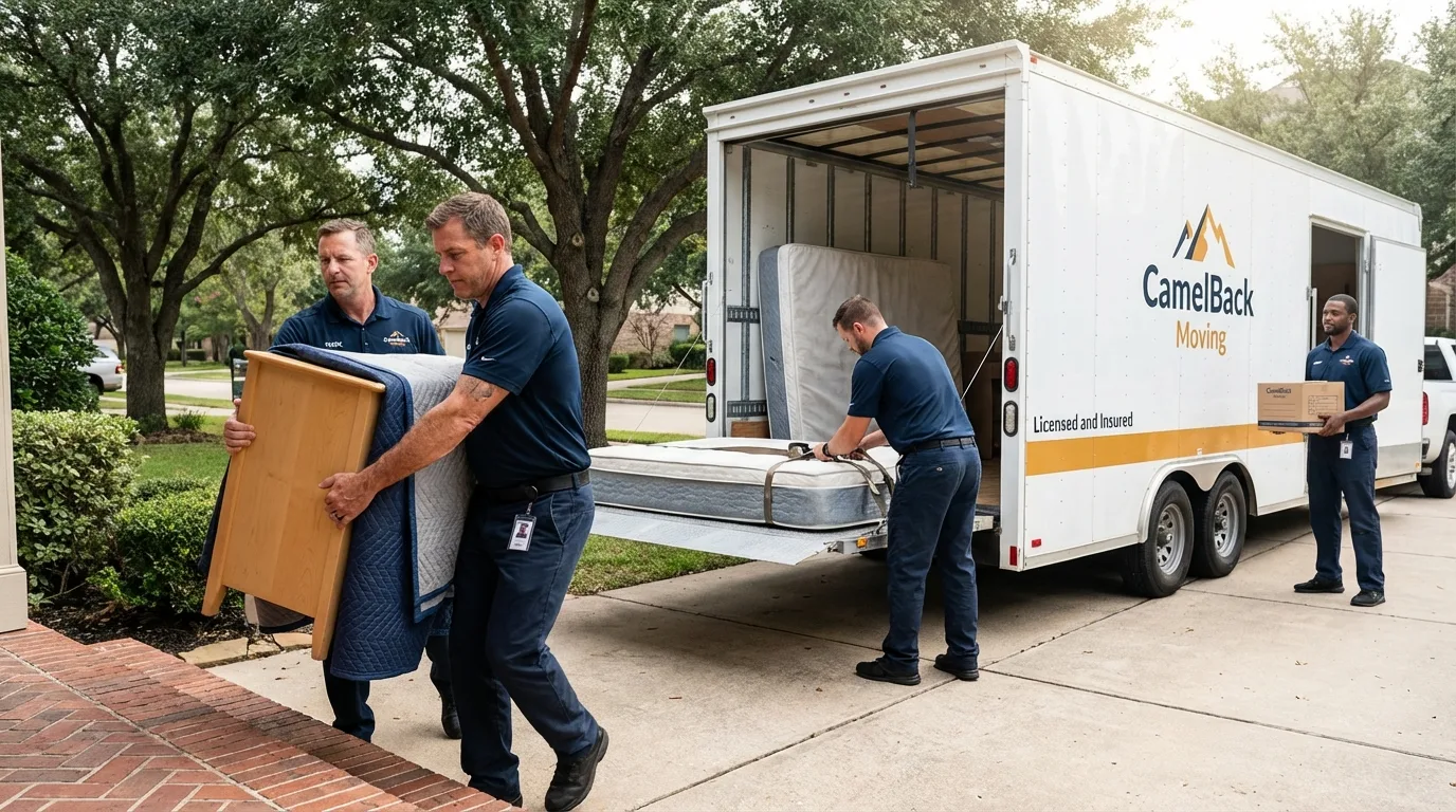 Crew loading residential truck for cross-state move from Crozet, VA