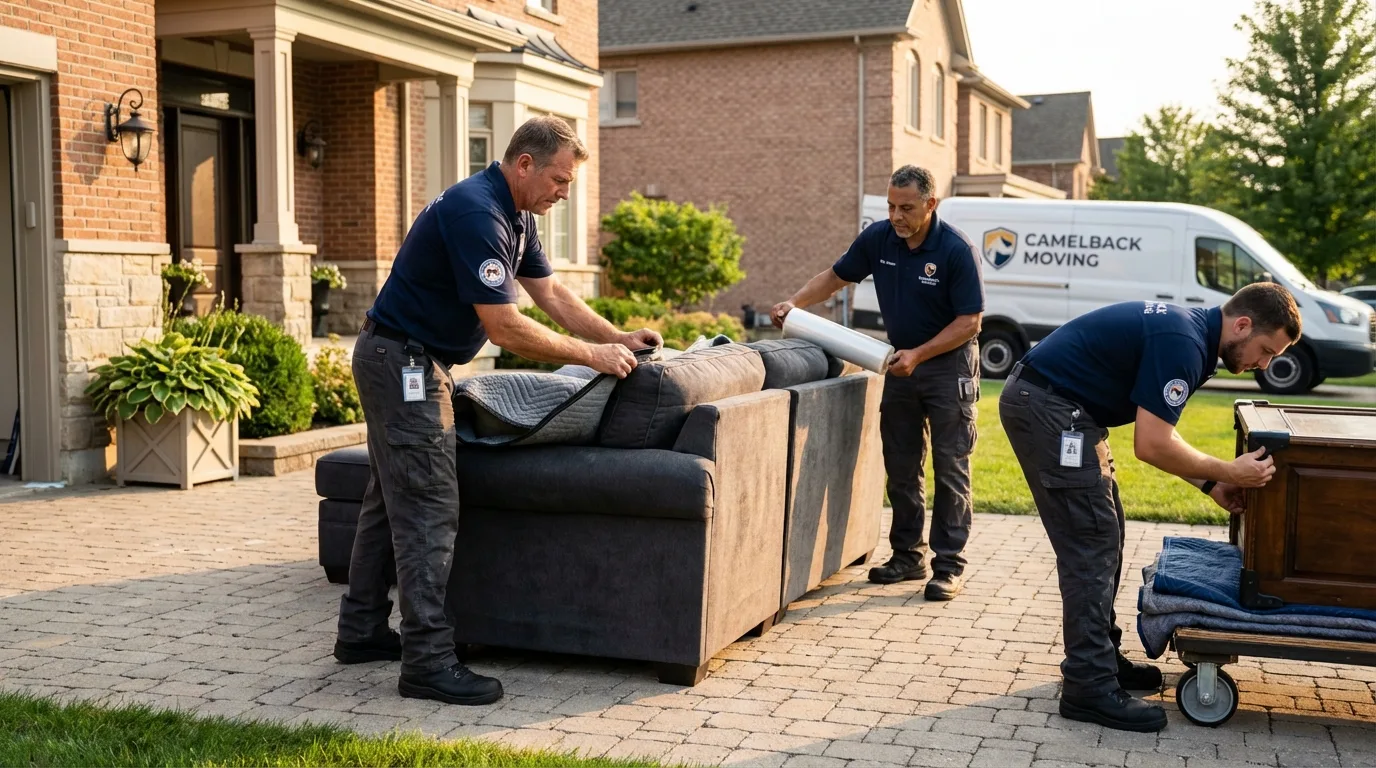 Large estate moving crew wrapping furniture in Crozet, VA