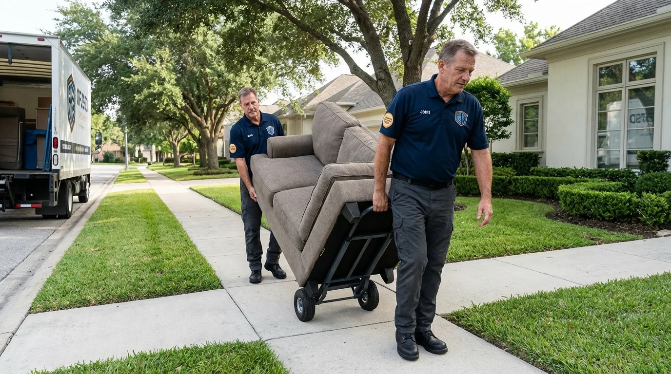 Local residential moving crew loading furniture in Crozet, VA